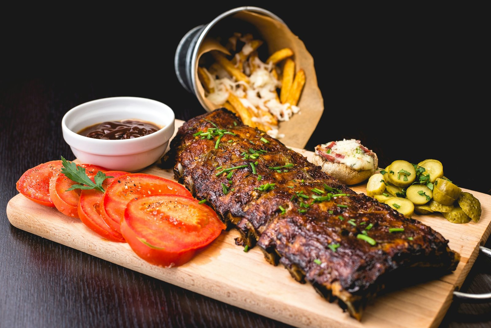 Smoked short ribs with charred vegetables